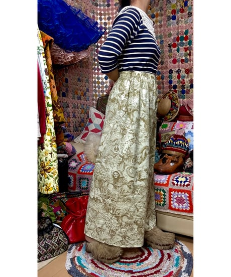 animal jungle super wide leg pants（70s fabric）