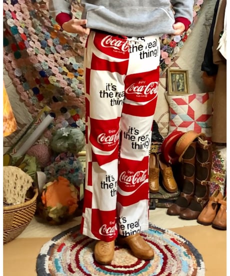 70s coca-cola print cotton pants