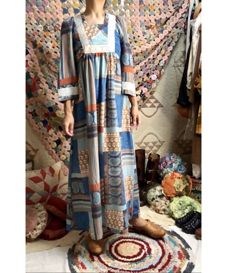 70's patchwork print dress