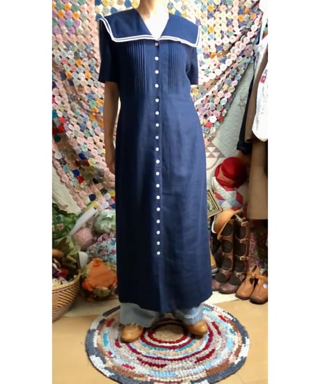 sailor collar linen dress