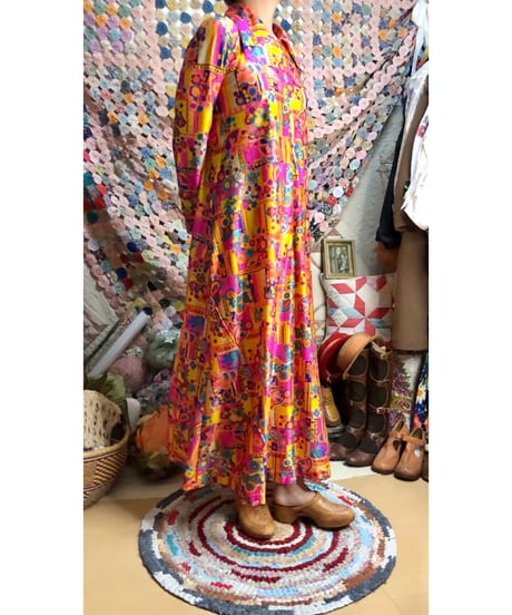 70s  psychedelic flower dress