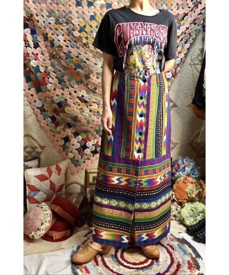 native pattern print maxi skirt