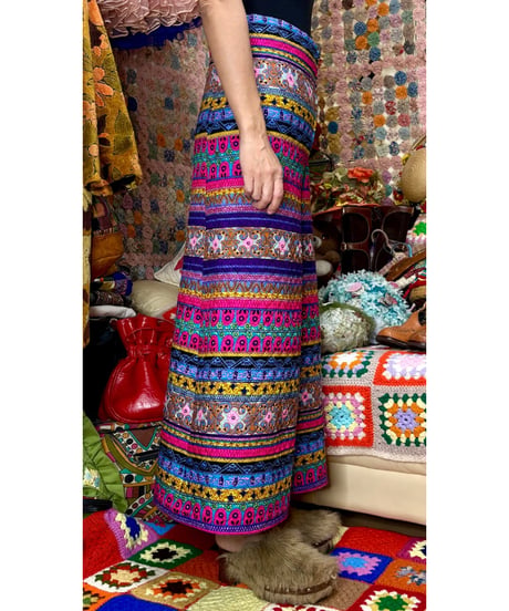 60-70s quilted wide leg pants