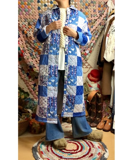 patchwork print quilting coat