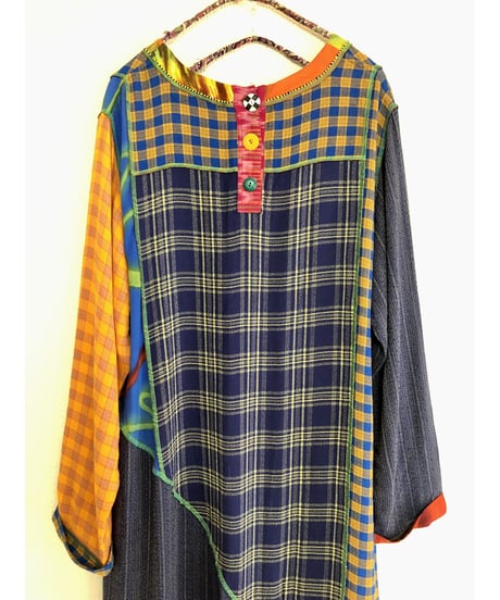 plaid beads rayon dress