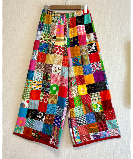 patchwork super wide leg pants