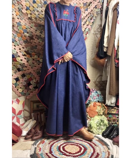 1960-70's hand embroidered kaftan one-piece