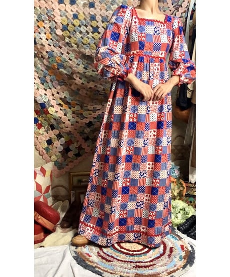 70's patchwork print one-piece