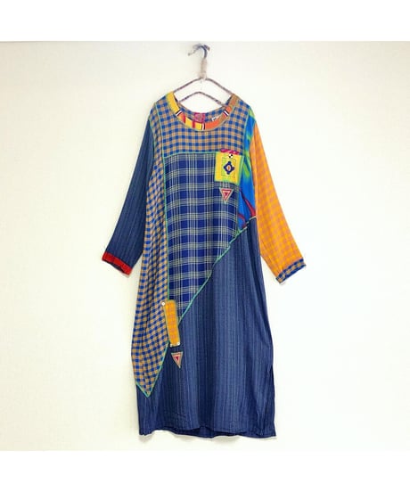 plaid beads rayon dress