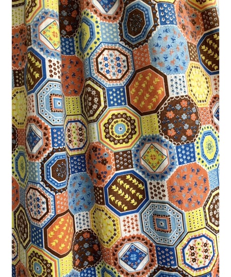 70's patchwork print one-piece ②