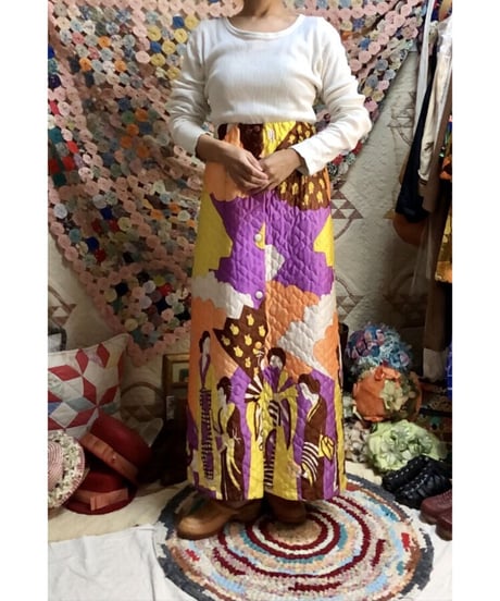 oriental print quilting skirt