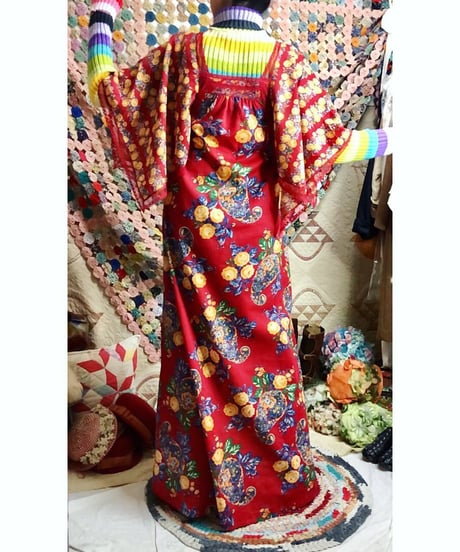 70's flower cotton dress