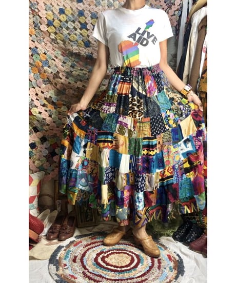 indian  rayon patchwork skirt