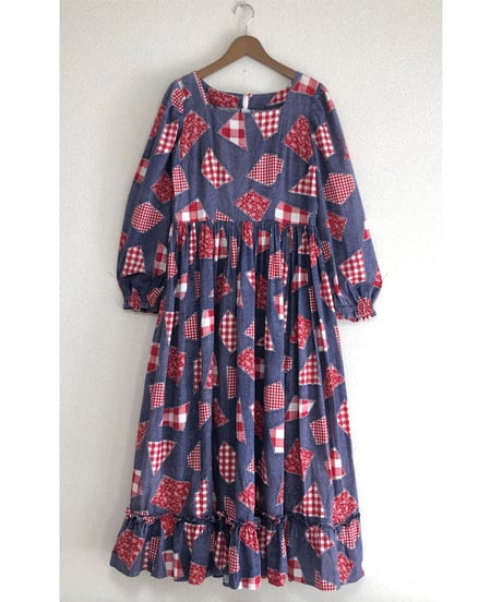 70s patch print dress