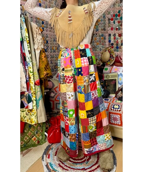patchwork super wide leg pants