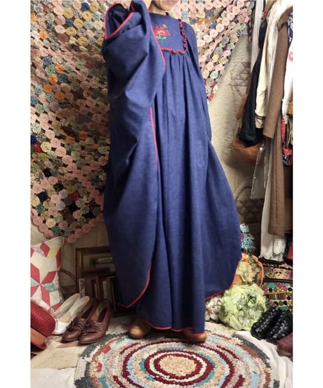 1960-70's hand embroidered kaftan one-piece