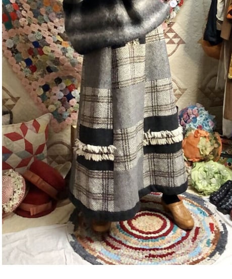 patchwork wool skirt