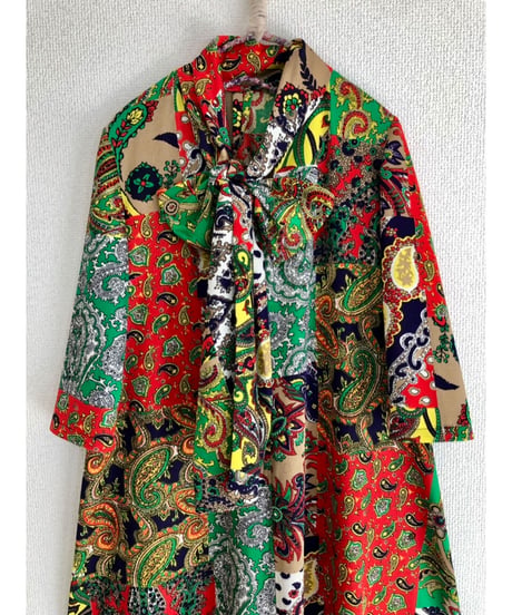 patchwork print paisley dress