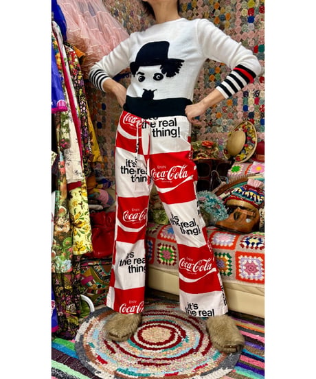 70s coca-cola print cotton pants