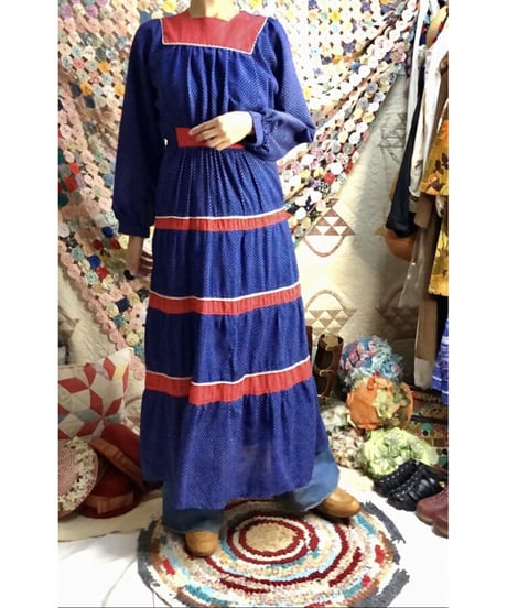 70's polka dots tiered dress