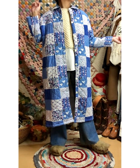 patchwork print quilting coat