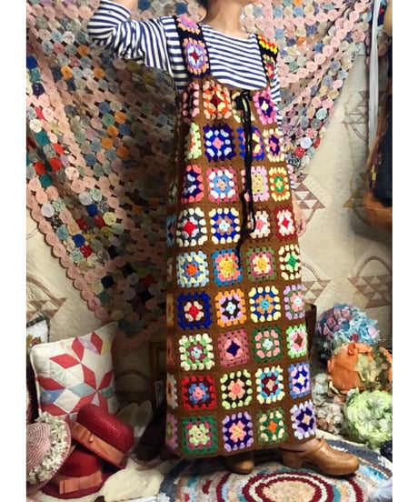 granny square one-piece brown