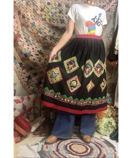 hand embroidered mirror work skirt