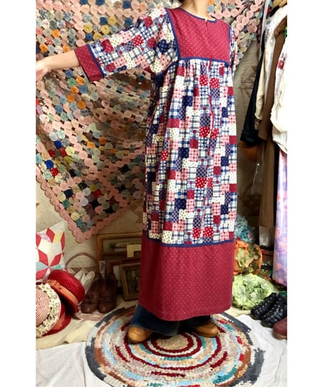 patchwork print dress