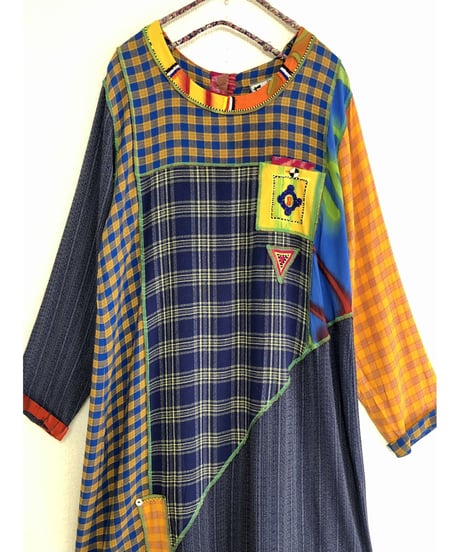 plaid beads rayon dress