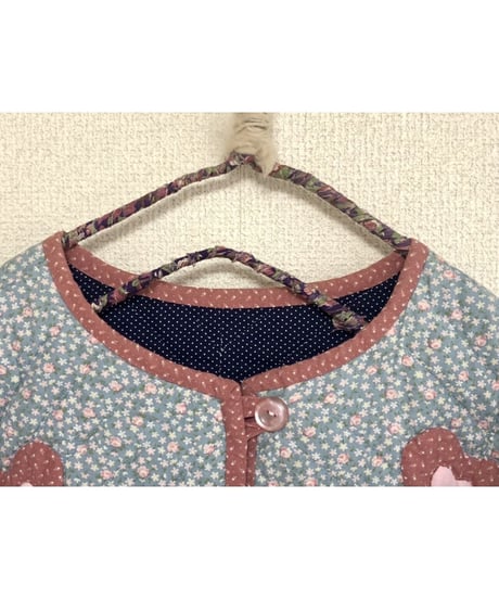 patchwork heart motif quilting jacket
