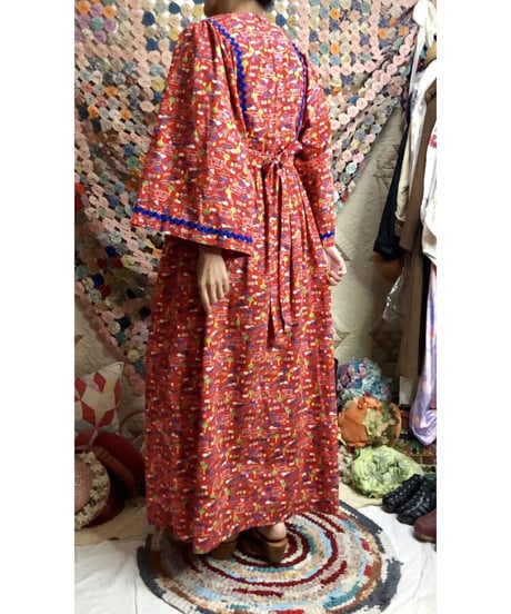 70's house print cotton dress