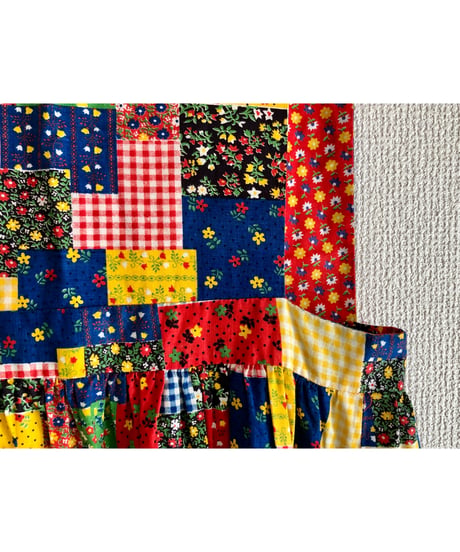 patchwork print apron dress