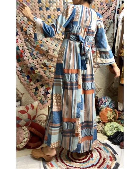 70's patchwork print dress