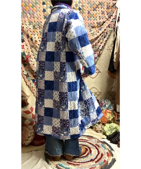 patchwork print quilting coat
