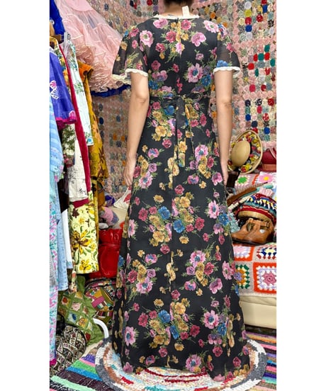 70s flower romantic dress