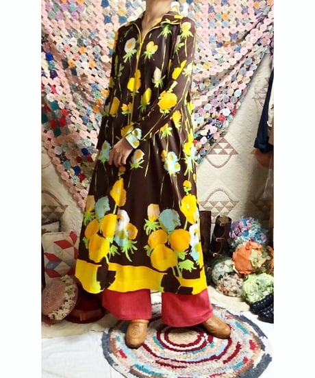 70's flower easy dress