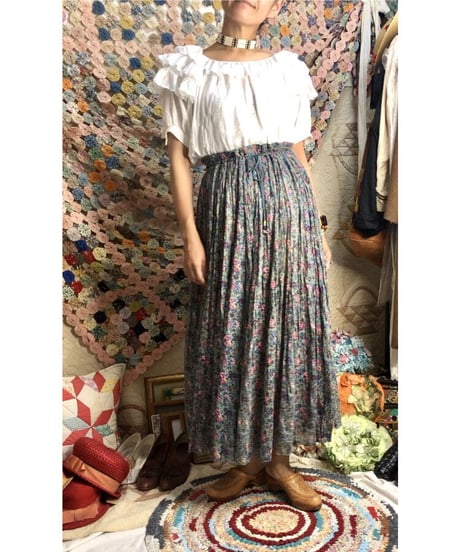 indian cotton skirt green flower