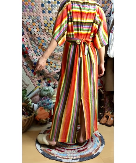 60s mulch stripe pile dress