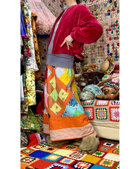 80s quilted velours jacket