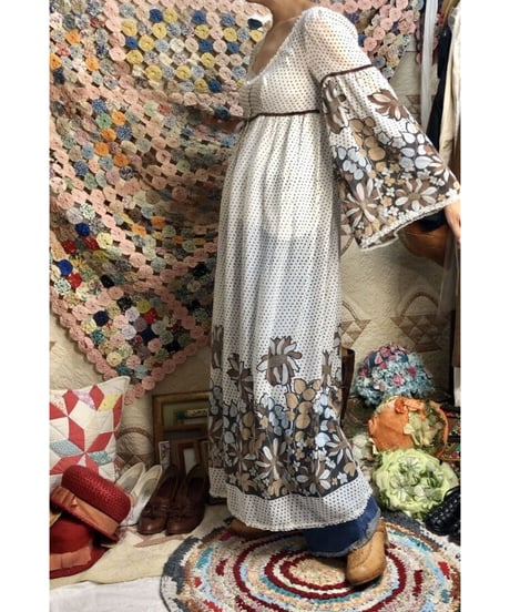 botanical flare sleeve one-piece
