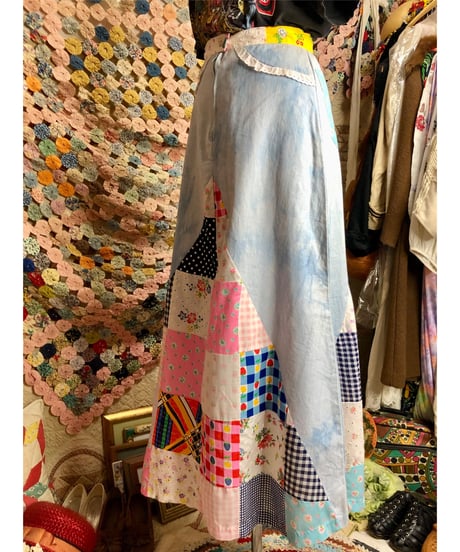 70's denim × patchwork skirt