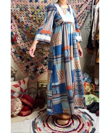 70's patchwork print dress