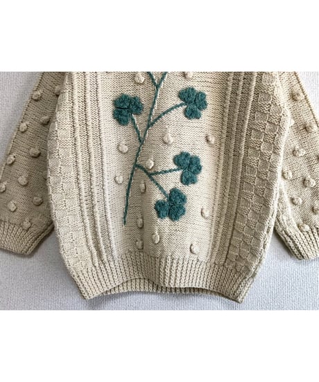 ireland hand knit shamrock motif sweater