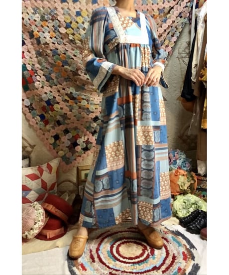 70's patchwork print dress