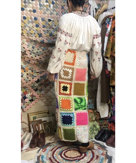 granny square skirt white
