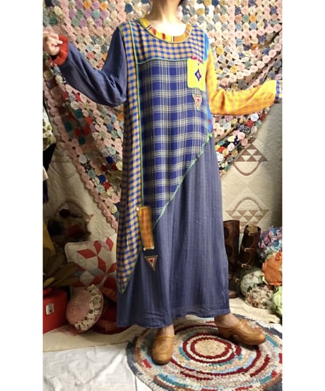 plaid beads rayon dress
