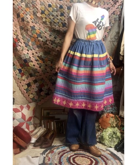 patchwork cotton skirt