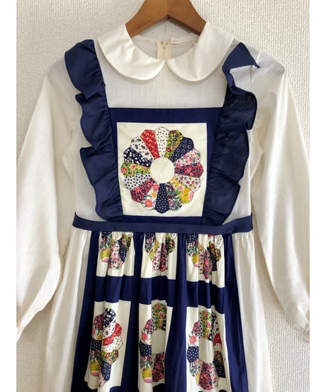70s patchwork print apron dress