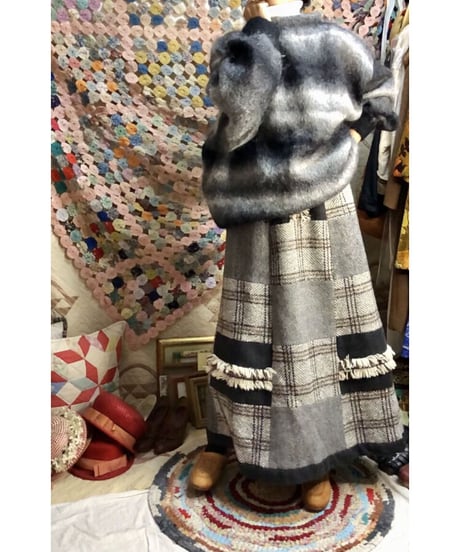 patchwork wool skirt