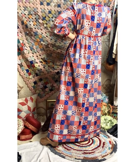70's patchwork print one-piece